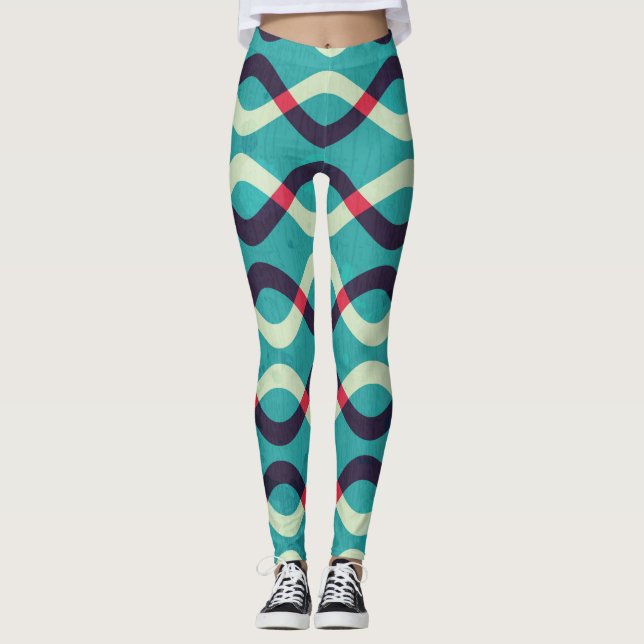Leggings Curvas retro: efecto de patrón de niebla. (Anverso)