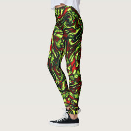 Leggings Curvas rojizas rústicas amarillas y rojas vívidas
