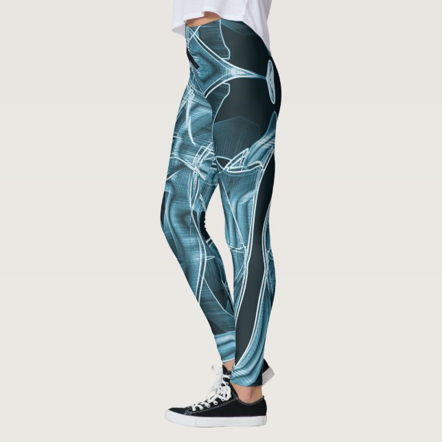 Leggings Curvas superpuestas como cinta, relieve de neón az (Izquierda)