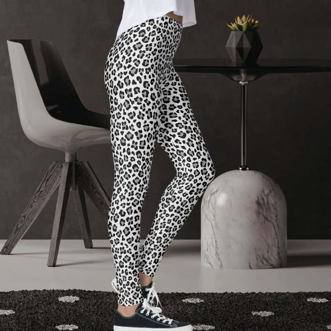 Leggings Custom Black And Grey Safari Leopard Print Pattern (Subido por el creador)