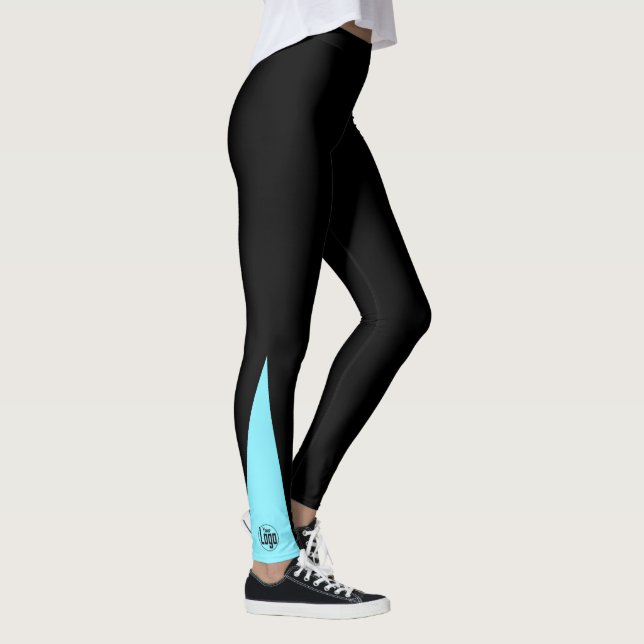 Leggings Custom Company Logo Black & Electric-Blue (Derecha)
