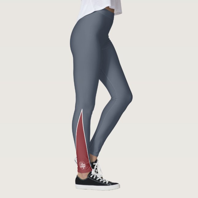 Leggings Custom Company Logo Red Accent Grey  (Derecha)