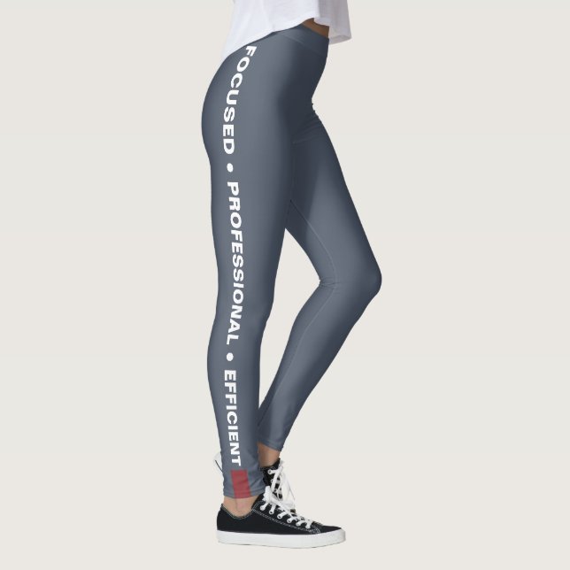 Leggings Custom Company Motto White on Grey - Red Accent (Derecha)