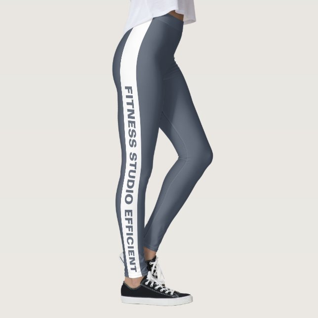 Leggings Custom Company Name White Stripe Grey  (Derecha)