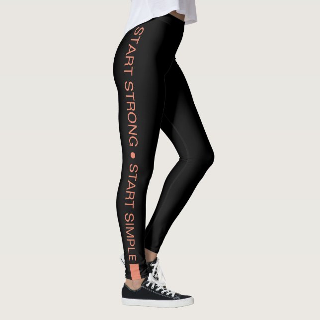 Leggings Custom Fitness Studio Slogan Orange on Black (Derecha)