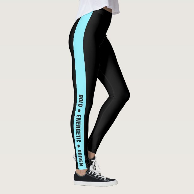 Leggings Custom Gym Motto Electric-Blue Stripe Black  (Derecha)