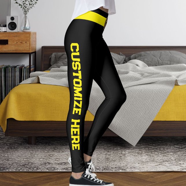 Leggings Customized Cat Pet Lover Black Yellow Custom Made (Subido por el creador)