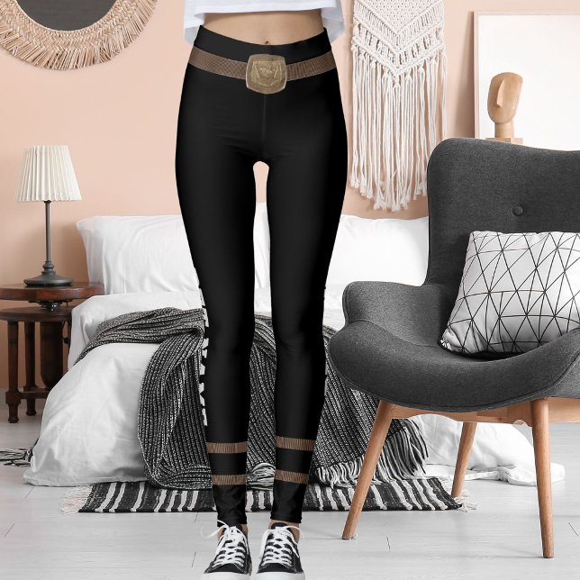 Leggings Customized Pet Lover Brown Belt Brass Buckle Black (Subido por el creador)