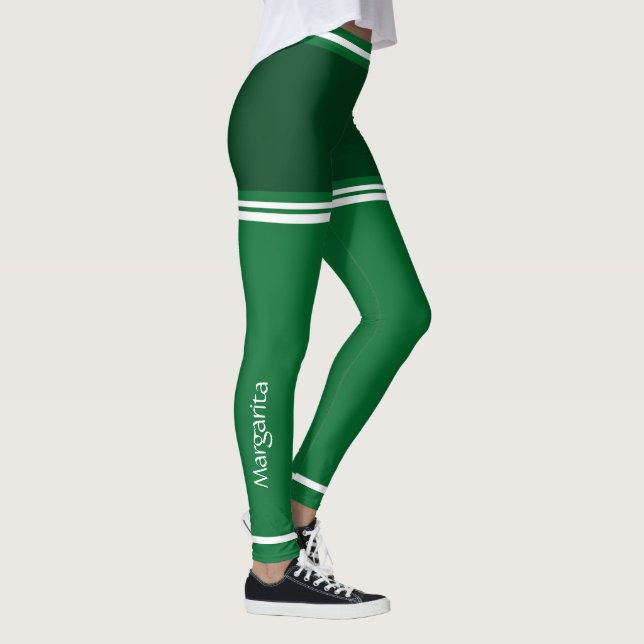 Leggings Cuta blanca y verde oscuro personalizada (Derecha)