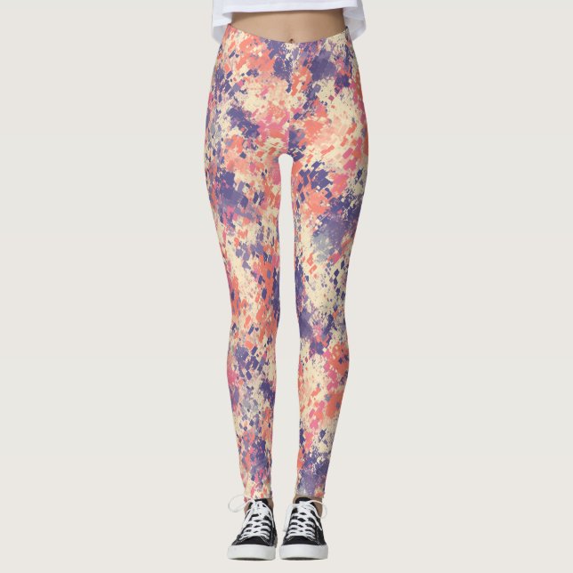 Leggings Cute Abstract Purple And Pink Camouflage Pattern. (Anverso)