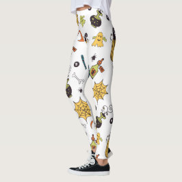 Leggings Cute amarillo y verde boo piernas de Halloween