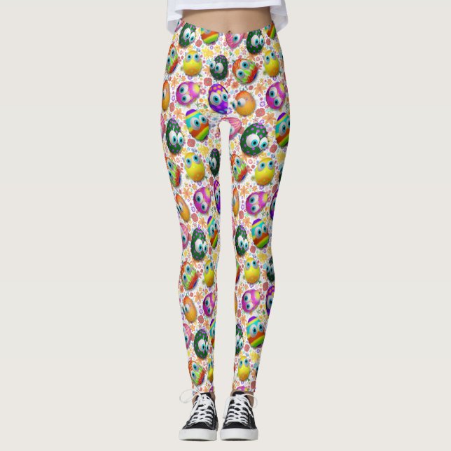 Leggings Cute and Funny Easter Eggs Cartoon (Anverso)