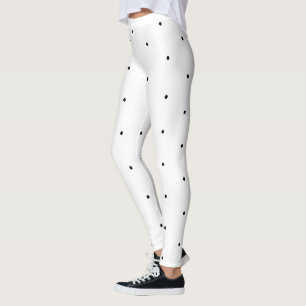 Leggings Cute Black white polka dots patrón elegante