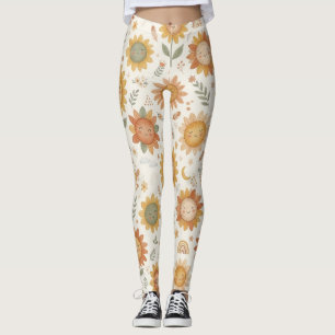 Leggings Cute Boho Girasol Sol & Arcoiris Mujer Casual