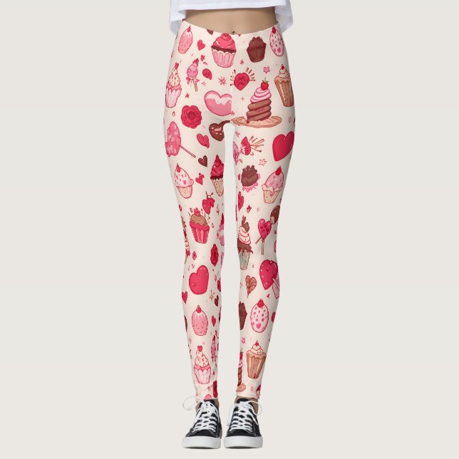 Leggings Cute Candy & Sweets Valentine Seamless Pattern  (Anverso)