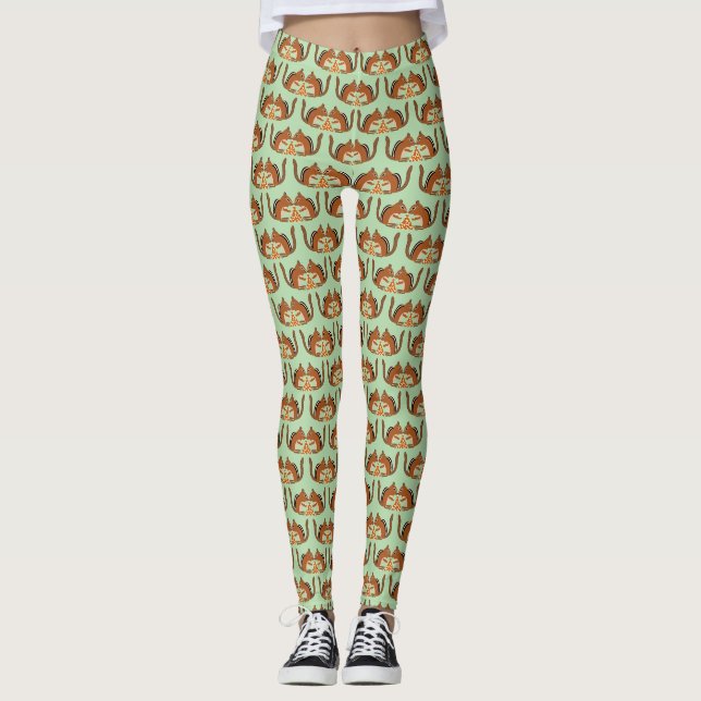 Leggings Cute Chipmunks Fall Wedding Patterned (Anverso)