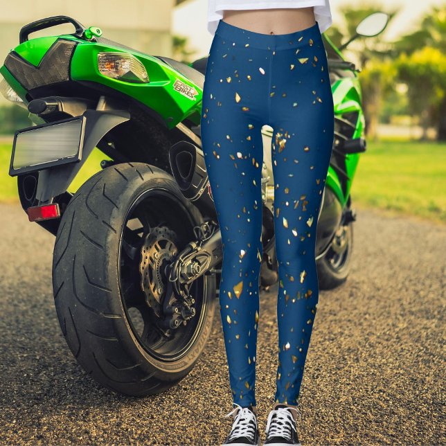 Leggings Cute Christmas Blue Gold Glitter Shiny Pattern  (Subido por el creador)