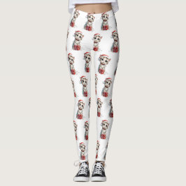 Leggings Cute Christmas Kitten on Gift Box