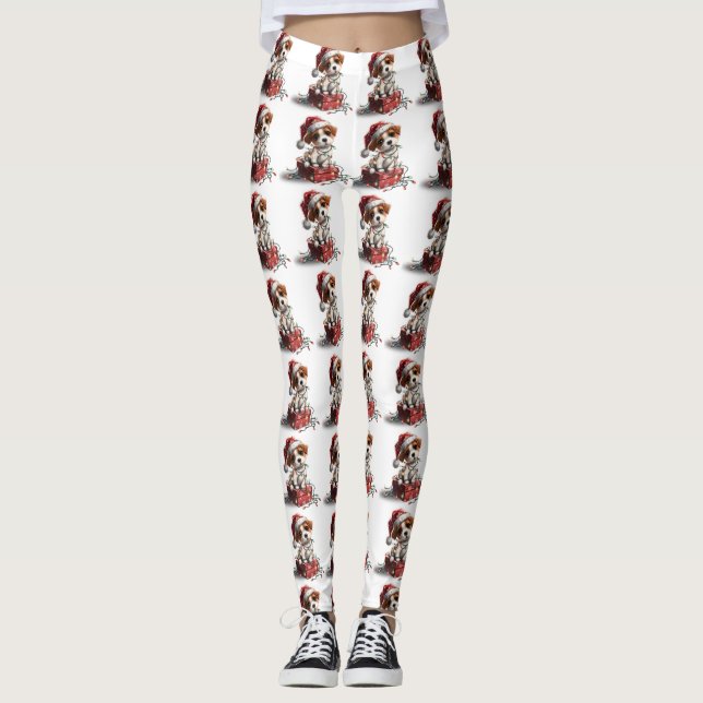 Leggings Cute Christmas Puppy on Gift Box (Anverso)