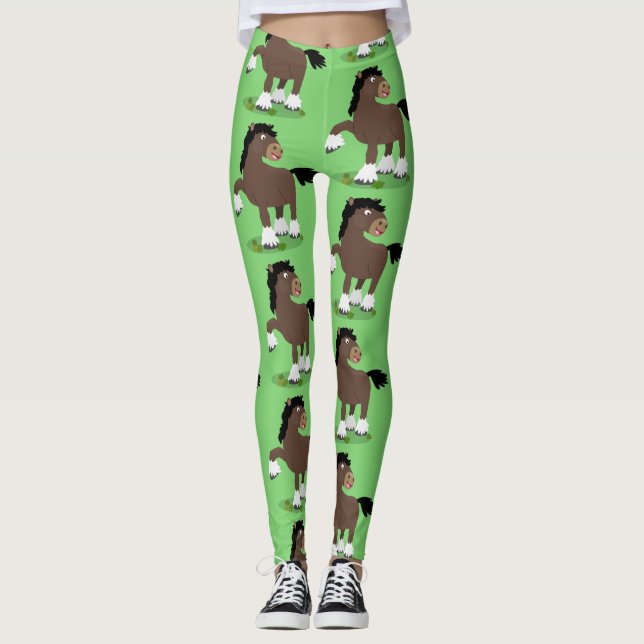 Leggings Cute Clydesdale personalizado de caballo ilustraci (Anverso)