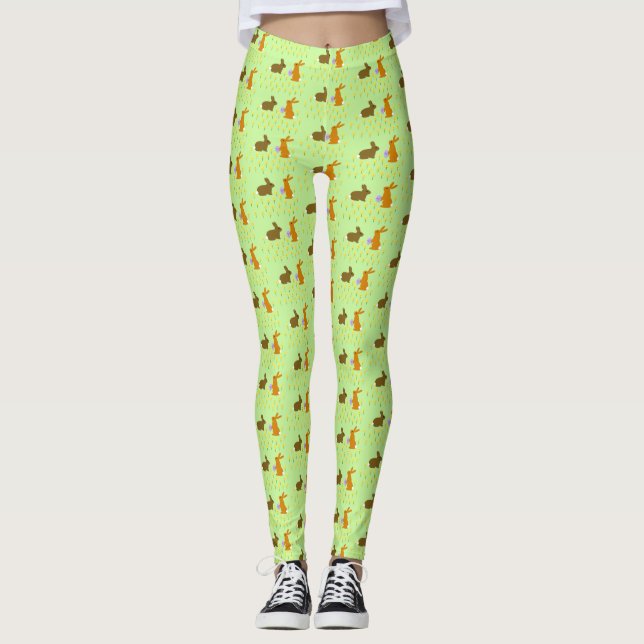 Leggings Cute conejitos de Pascua y Daffodils (Anverso)