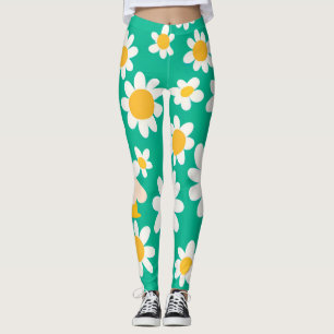 Leggings Cute Daisy Flower Escuela de patrón botánico