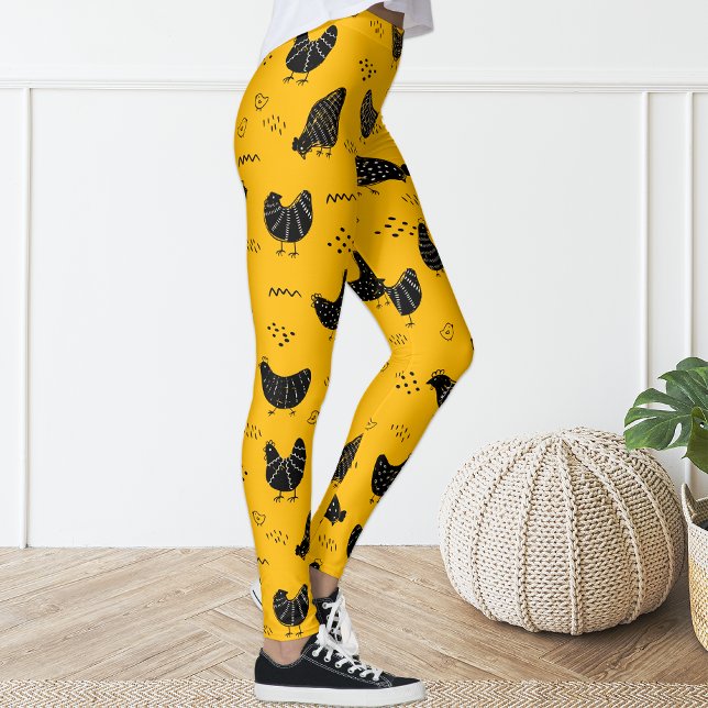 Leggings Cute diversión amarillo negro piernas de pollo (Subido por el creador)