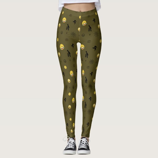 Leggings "Cute divertida Emoji de los rostros de emoción" (Anverso)