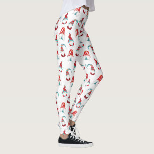 Leggings Cute Divertido Gnome Elf Patrón nórdico moderno Bl