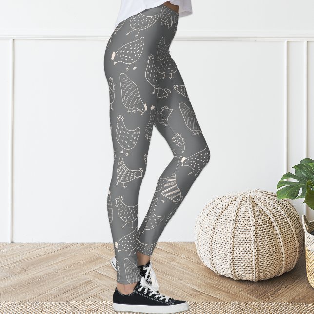 Leggings Cute Divertido Gris White Chicken Silhouette Leggi (Subido por el creador)