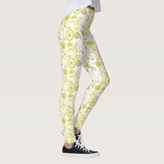 Leggings Cute Fresco Verano Citrus Lemon Doodle Amarillo (Derecha)