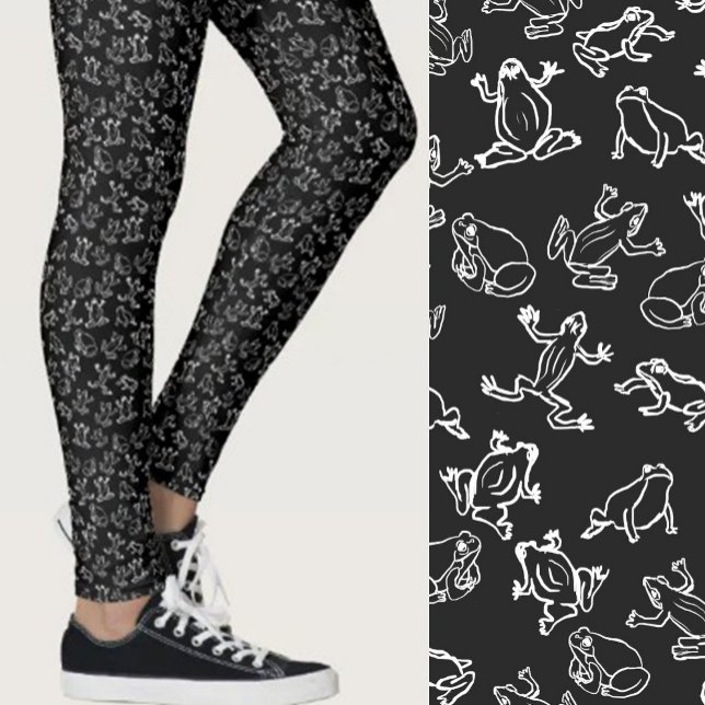 Leggings Cute Frogs Black and White Pattern (Subido por el creador)