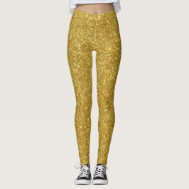 Leggings Cute Glam Gold Glitter Sparkles Shiny Yoga Sport