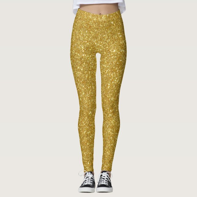 Leggings Cute Glam Gold Glitter Sparkles Shiny Yoga Sport (Anverso)