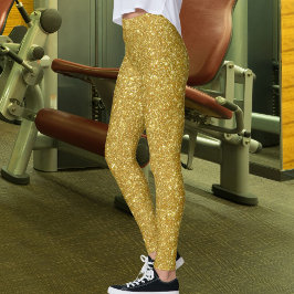 Leggings Cute Glam Gold Glitter Sparkles Shiny Yoga Sport