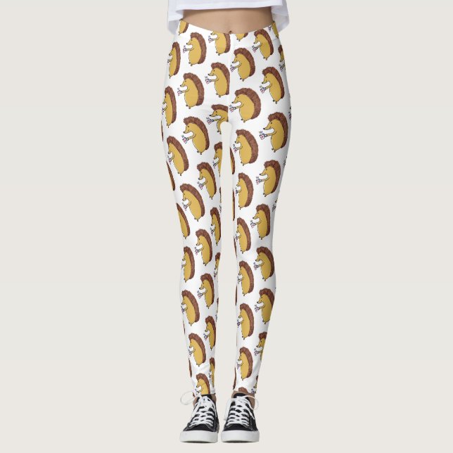 Leggings Cute Hedgehog con taza con bebida caliente Legión (Anverso)