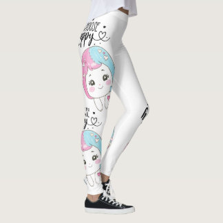 Leggings Cute Kawaii “Choose Happy” – Adorable Posi