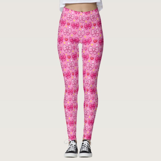 Leggings Cute Kawaii Pink Bows Girly (Anverso)