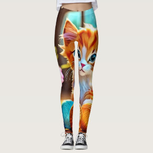 Leggings Cute Kitten Yarn