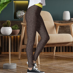Leggings Cute Marrón Amarillo Brillo Purpurina Patrón Rayas