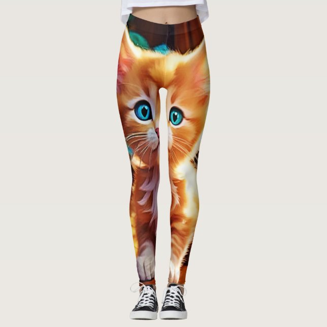 Leggings Cute Naranja Kitten Art (Anverso)