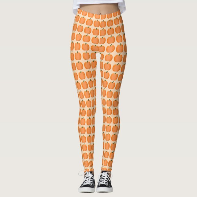Leggings Cute Naranja Sexo Neutral Calabaza Patterada (Anverso)