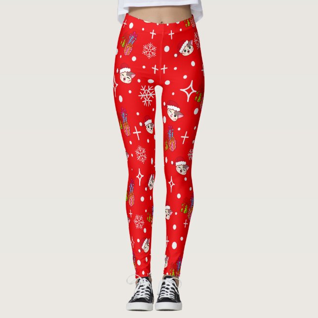 Leggings Cute Navidades Piernas rojas Kitty (Anverso)