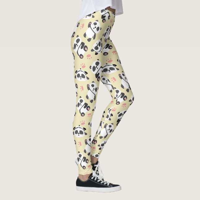 Leggings Cute panda bear paw cream background (Derecha)