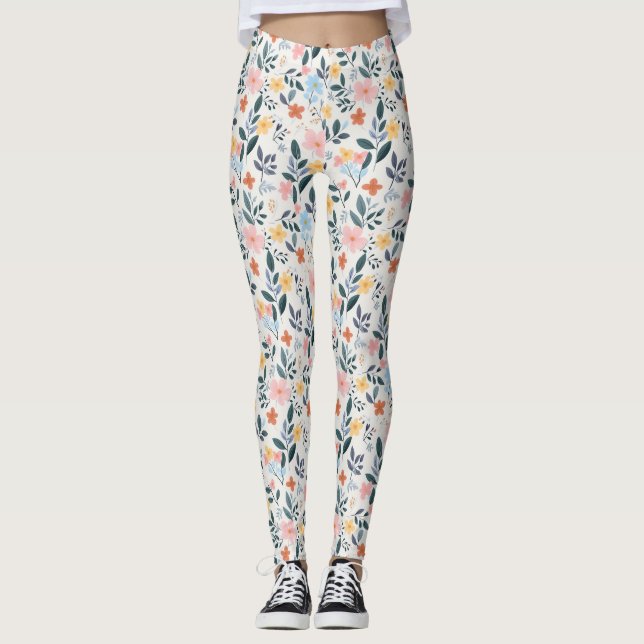 Leggings Cute Pastel Ditsy Boho Wildflower Meadow (Anverso)
