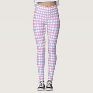 Leggings Cute Pastel Rosa Azul Gingham Check
