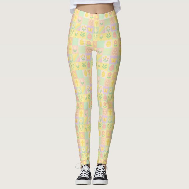 Leggings Cute patrón de Pascua/primavera (Anverso)
