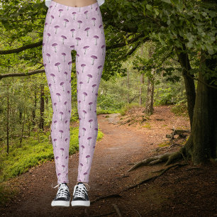 Leggings Cute Patrón de sueño de hongo púrpura vintage