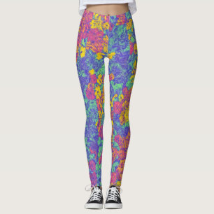 Leggings Cute Pattern Floral LuLaRoe Púrpura Amarillo