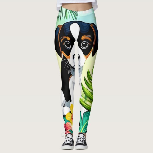 Leggings Cute Pup en el paraíso (Anverso)